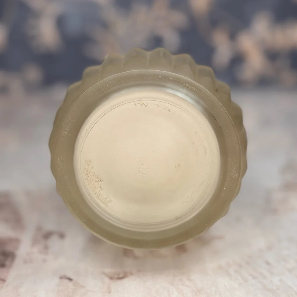 Vintage Estée Lauder Re-Nutriv Frosted Glass Vanity Powder Jar Gold Lid